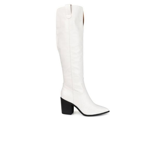 Women's Journee Collection Therese Wide Calf Over-The-Knee Boots in Bone color
