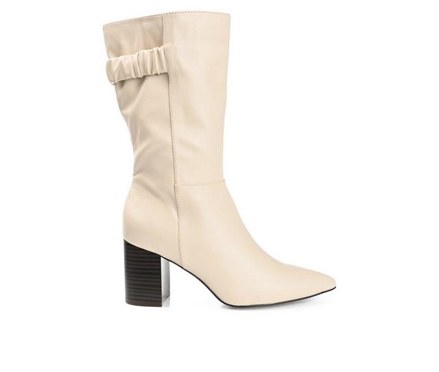 Women's Journee Collection Wilo Wide Calf Mid Boots in Bone color