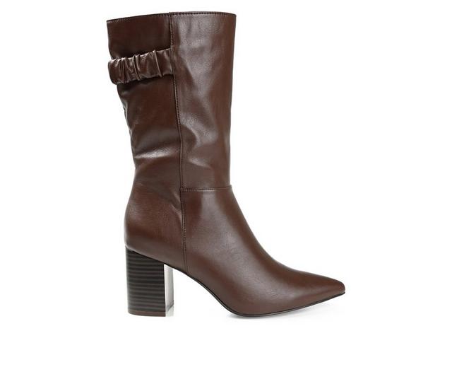 Women's Journee Collection Wilo Wide Calf Mid Boots in Brown color