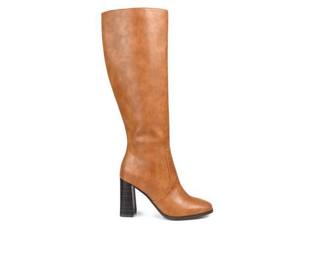 Women's Journee Collection Karima Extra Wide Calf Knee High Boots in Cognac color