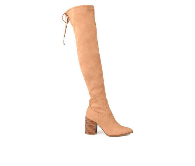 Women's Journee Collection Paras Wide Calf Over-The-Knee Boots in Tan color