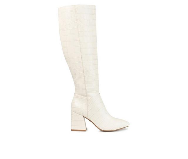Women's Journee Collection Landree Wide Calf Knee High Boots in Bone color