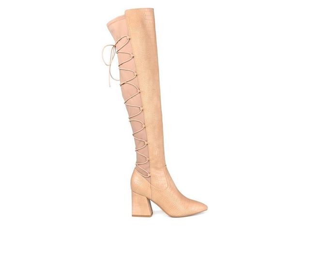 Women's Journee Collection Valorie Extra Wide Calf Over-The-Knee Boots in Beige color