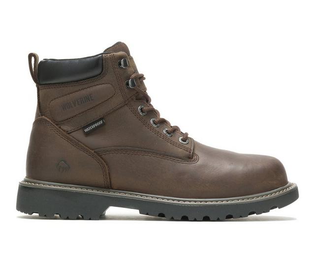 Men's Wolverine Floorhand Waterproof Work Boots in Dark Brown color