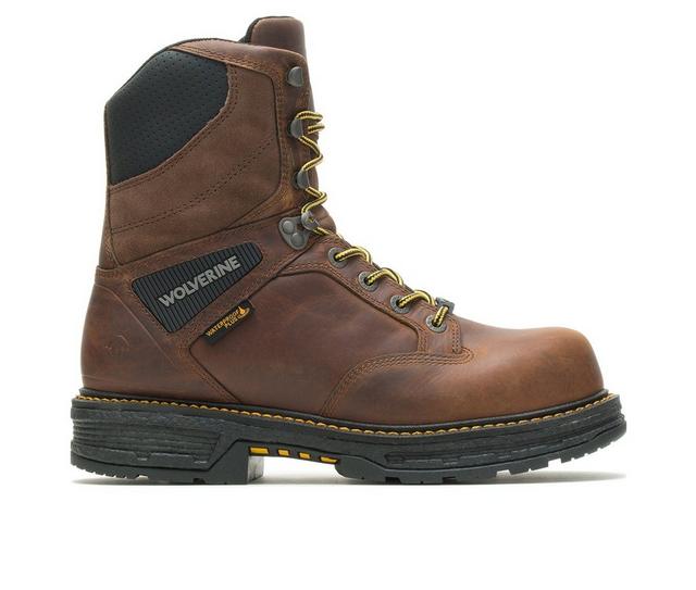 Men's Wolverine Hellcat UltraSpring Waterproof 8in Work Boots in Medium Brown color