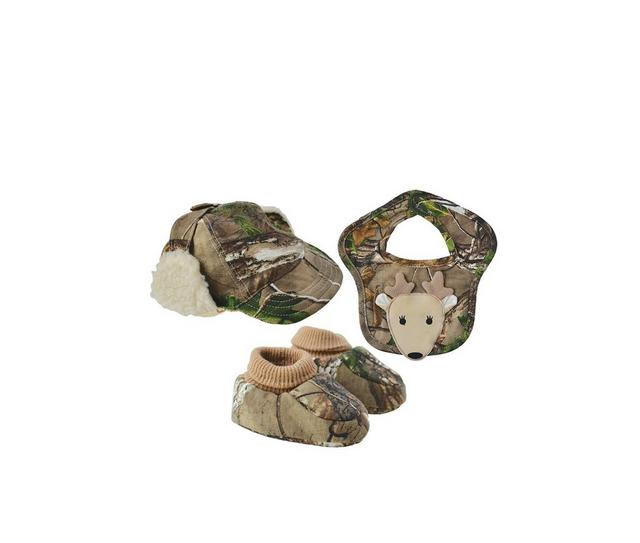 Baby Deer Infant Hunter Crib Shoes with Hat and Bib in Forest Camo color