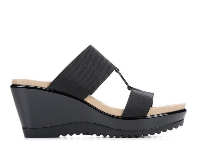 Women's Anne Klein Reese Wedge Sandals in Black color