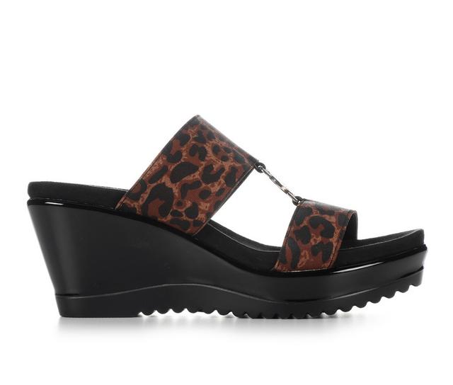Women's Anne Klein Reese Wedge Sandals in LEOPARD color