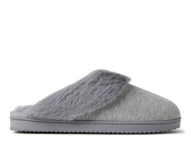 Dearfoams Dahlia Rib Knit Scuff Slippers in Light Grey color