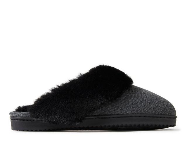 Dearfoams Dahlia Rib Knit Scuff Slippers in Black color