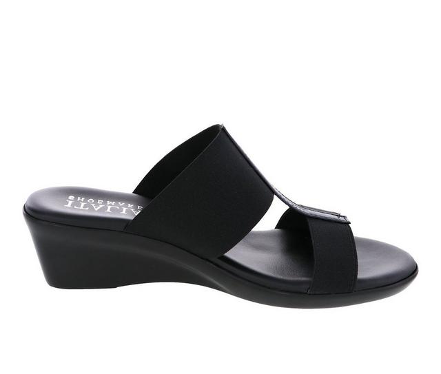 Women's Italian Shoemakers Sadey Wedge Sandals in Black color
