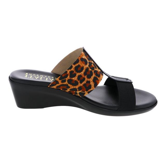Women's Italian Shoemakers Sadey Wedge Sandals in Black Leopard color