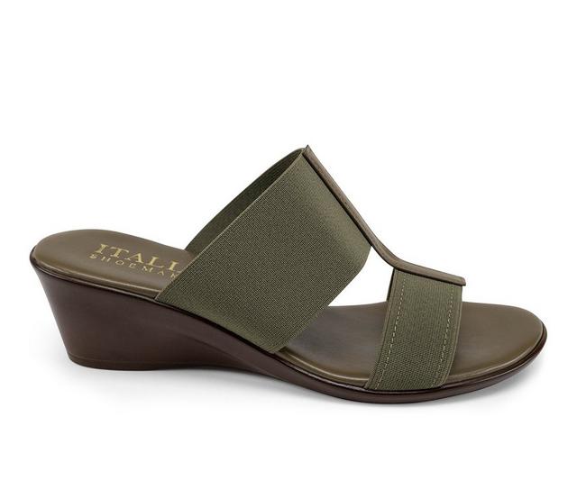 Women's Italian Shoemakers Sadey Wedge Sandals in Olive color