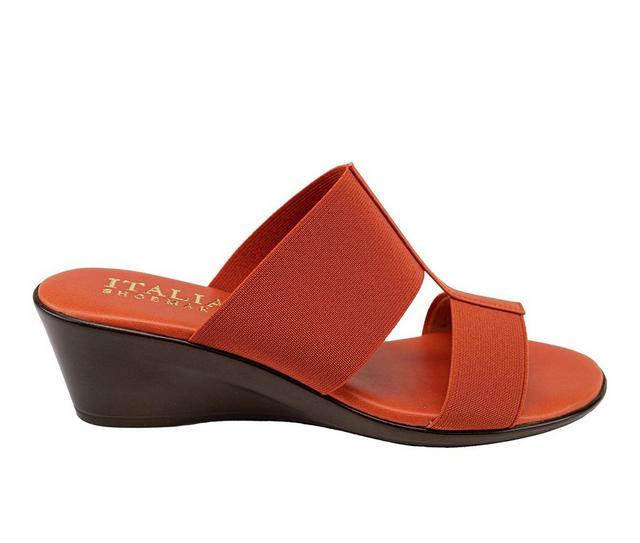 Women's Italian Shoemakers Sadey Wedge Sandals in Rust color