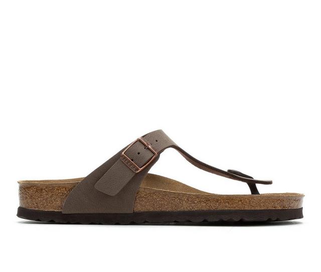 Women's Birkenstock Gizeh Leather Footbed Sandals in Mocha color