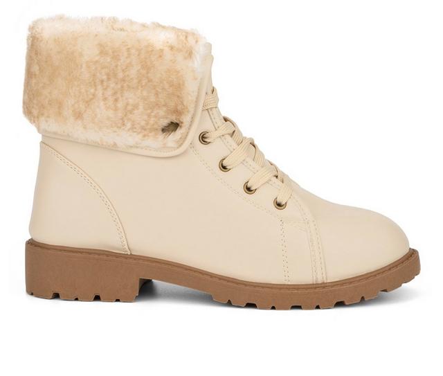 Women's Olivia Miller Ana Lace-Up Booties in Bone color