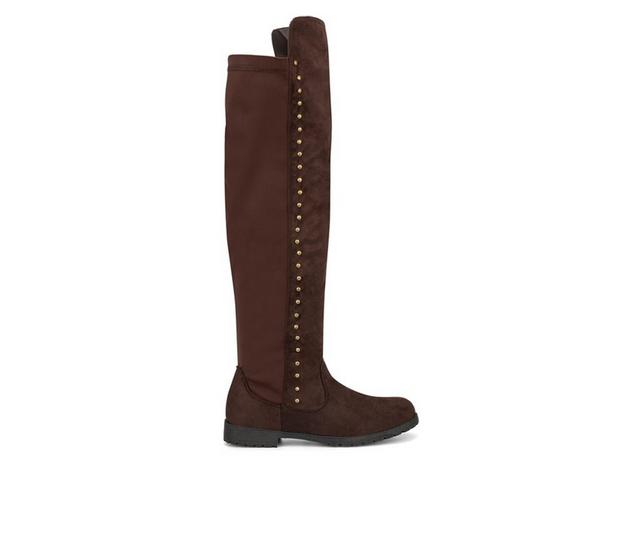 Women's Olivia Miller Andrea Knee High Boots in Dark Brown color