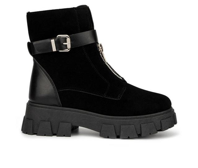 Women's Olivia Miller Angie Lugged Boots in Black color