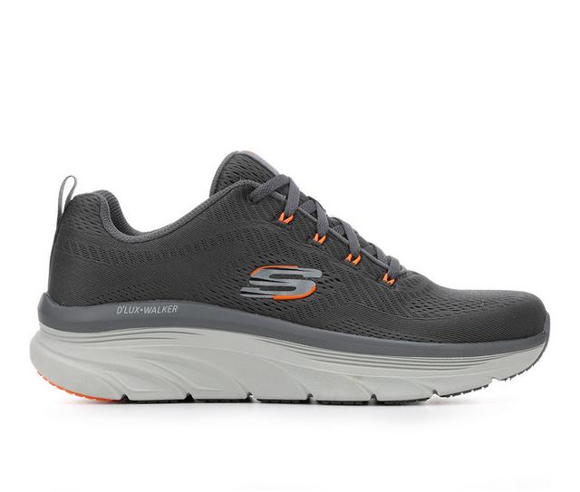 Men's Skechers 232364 D'Lux Walker Walking Shoes in Grey/Orange color