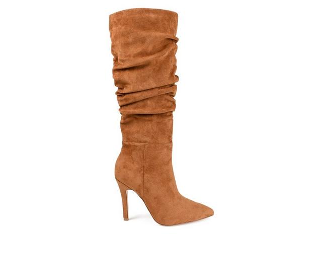 Women's Journee Collection Sarie Knee High Stiletto Boots in Cognac color