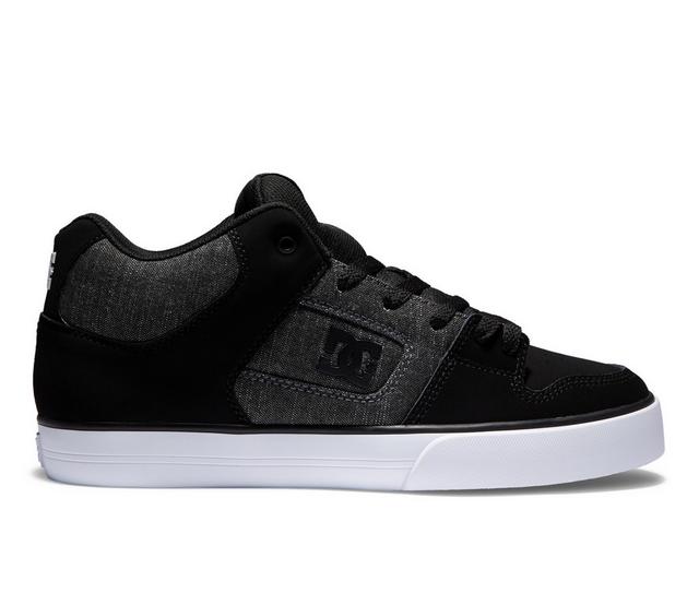 Men's DC Pure Mid Skate Shoes in Black/Armor color