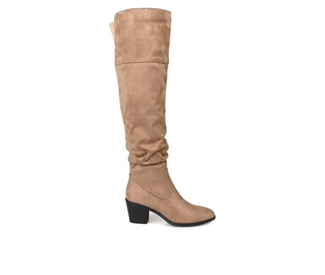 Women's Journee Collection Zivia Wide Calf Over-The-Knee Boots in Taupe color