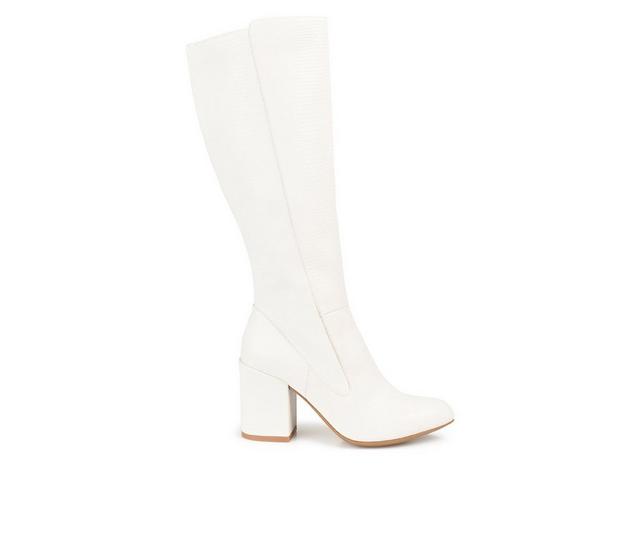 Women's Journee Collection Tavia Wide Calf Knee High Boots in White color