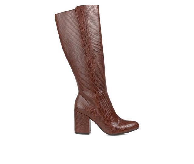 Women's Journee Collection Tavia Wide Calf Knee High Boots in Brown color
