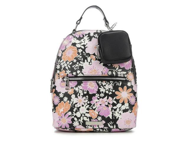 Madden Girl Flower with Pouch Backpack in Black Floral color