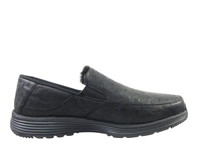 Men's Superlamb Bulgan Ostrich Slip-On Shoes in Black color