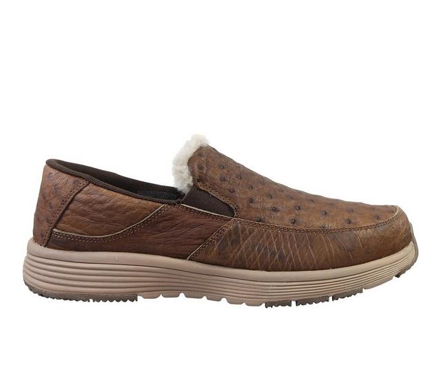 Men's Superlamb Bulgan Ostrich Slip-On Shoes in Tabacco color