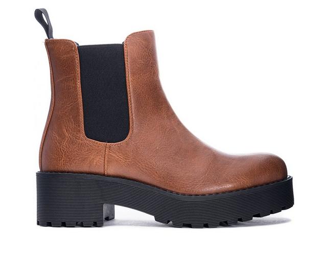 Women's Dirty Laundry Maps Platform Chelsea Boots in Cognac color