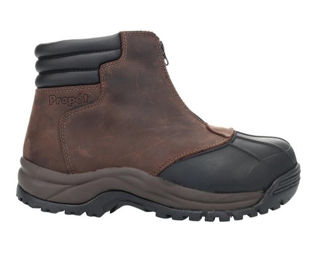 Men's Propet Blizzard Work Composite Toe Winter Boots in Brown/Black color