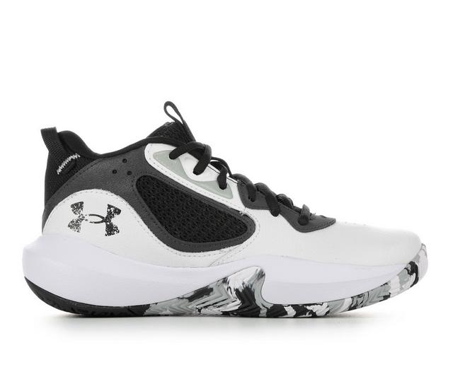 Kids' Under Armour Big Kid Lockdown 6 Basketball Shoes in Wht/Grey/Blk color