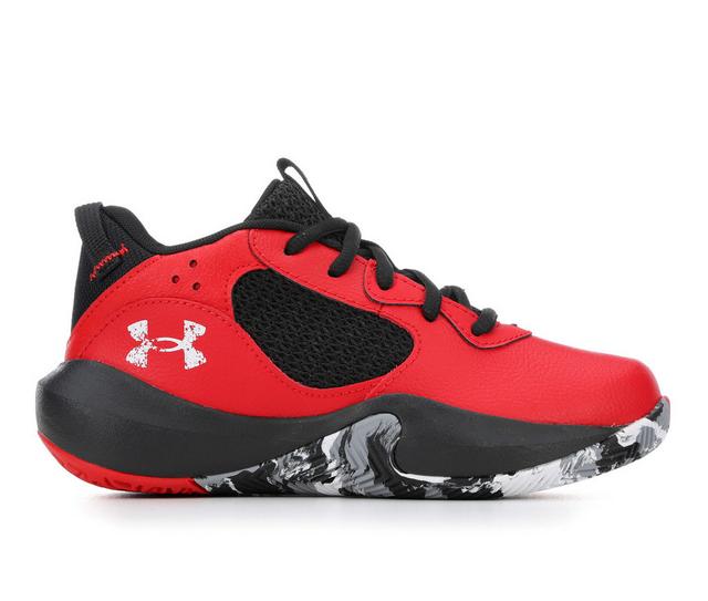 Boys' Under Armour Little Kid Lockdown 6 Basketball Shoes in Red/White/White color
