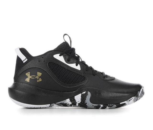 Men's Under Armour Lockdown 6 Basketball Shoes in Black/White/Gld color