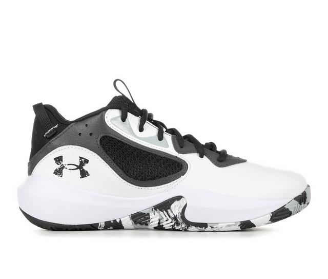 Men's Under Armour Lockdown 6 Basketball Shoes in White/Black/Gry color
