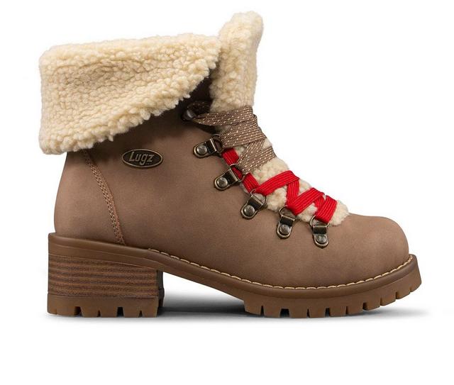 Women's Lugz Adore Fur Lace-Up Boots in Roasted Cashew color
