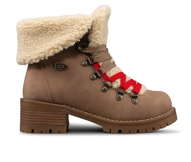Women's Lugz Adore Fur Lace-Up Boots in Roasted Cashew color