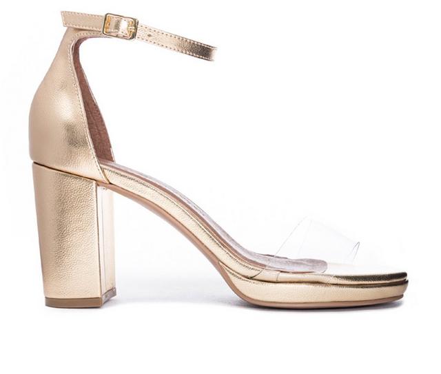 Women's Chinese Laundry Teri Dress Sandals in Gold/Clear color