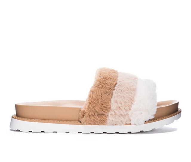 Women's Chinese Laundry Treat Cozy Slide Sandals in Beige color