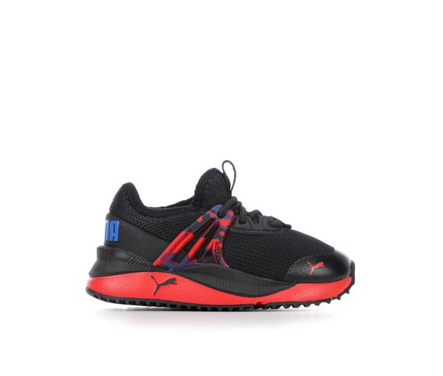 Boys' Puma Toddler Pacer Future Splatter Running Shoes in Black/Blue/Red color