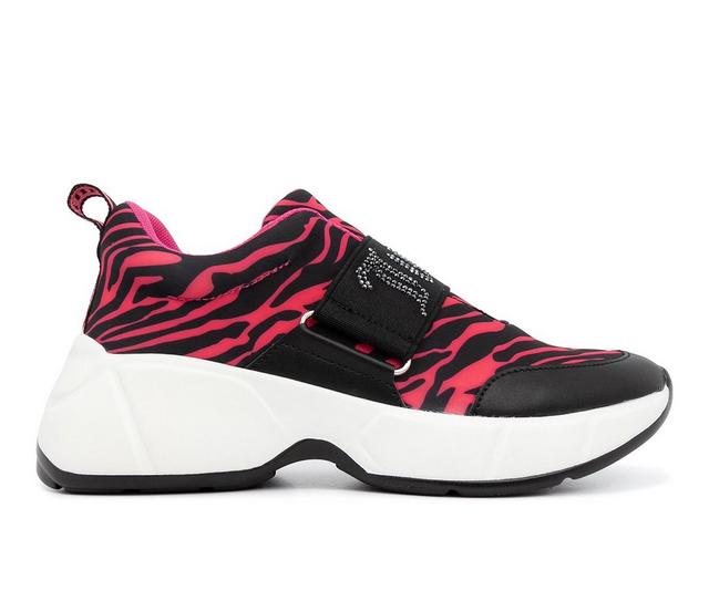 Women's Juicy Above It Wedge Sneakers in Pink Zebra color