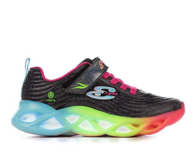 Girls' Skechers Little Kid & Big Kid Twisty Brights Light-Up Sneakers in Black/Rainbow color