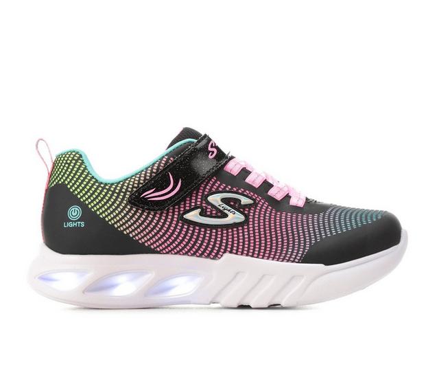 Girls' Skechers Little Kid & Big Kid Flicker Flash Light-Up Sneakers in Blk/Wht/Multi color