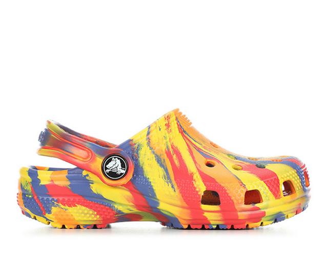 Kids' Crocs Little Kid & Big Kid Classic Marbled 2 Clogs in Orange/Blue/Red color