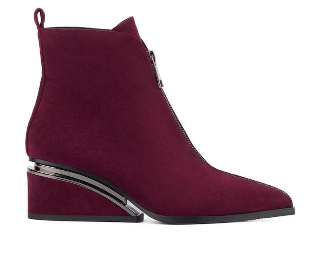 Women's Torgeis Marion Wedge Booties in Burgundy color