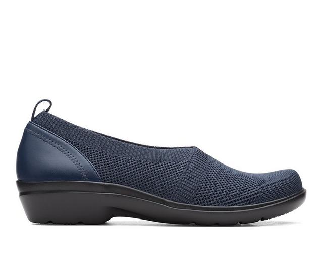 Women's Clarks Sashlyn Style Slip-On Shoes in Navy Combo color