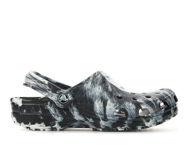 Adults' Crocs Classic Marbled Clogs in White/Black color