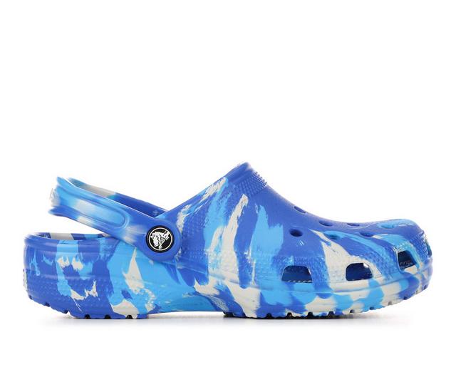 Adults' Crocs Classic Marbled Clogs in Blue Bolt/Multi color
